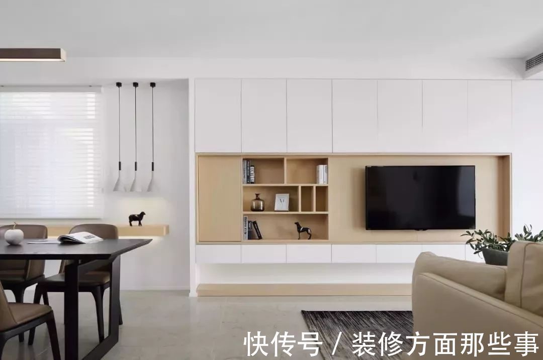 客餐厅|电视背景墙改收纳,小户型不浪费一点空间,好看又实用