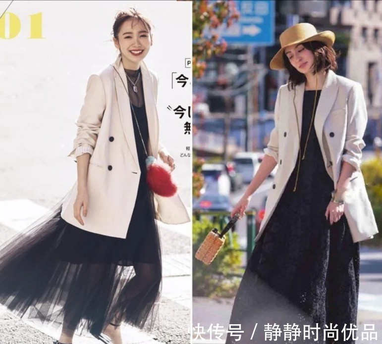裙装 西装不一定搭裤子!40岁的女人都爱“西装+裙子”,简约优雅