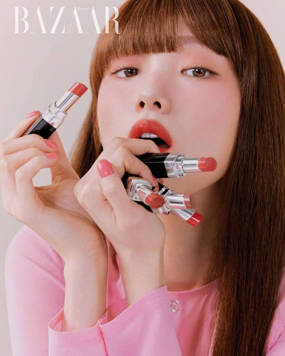 韩版芭莎香奈儿美妆片，浪漫的桃红色系|上游时尚| 香奈儿