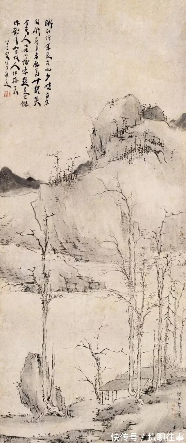 西岩松雪图@清初四大画僧笔下的意境山水，不只是养眼