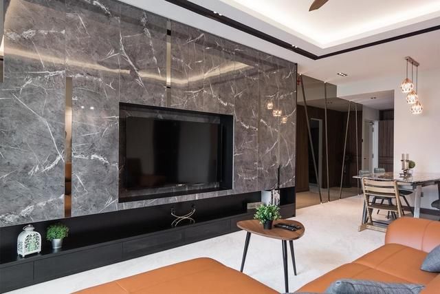 电视墙|精心设计现代简约风，223㎡复式大半年时间才完工，比别墅还霸气