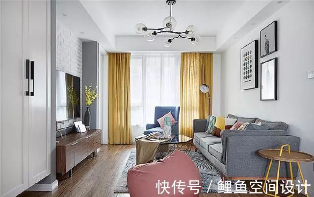 电视背景墙|117㎡北欧三居室，电视背景墙设计成文化砖墙，搭配什么样家具都好看