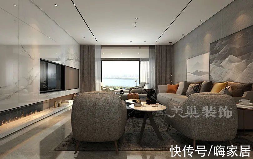 灰咖色|郑州230㎡四室，不盲从的极简品味，简单而有调性