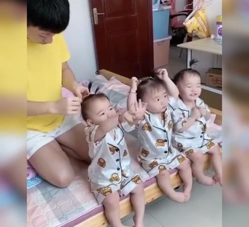 取款机|爸爸为区分三胞胎大小,给娃扎不同小辫火了,网友:这怕是随机的