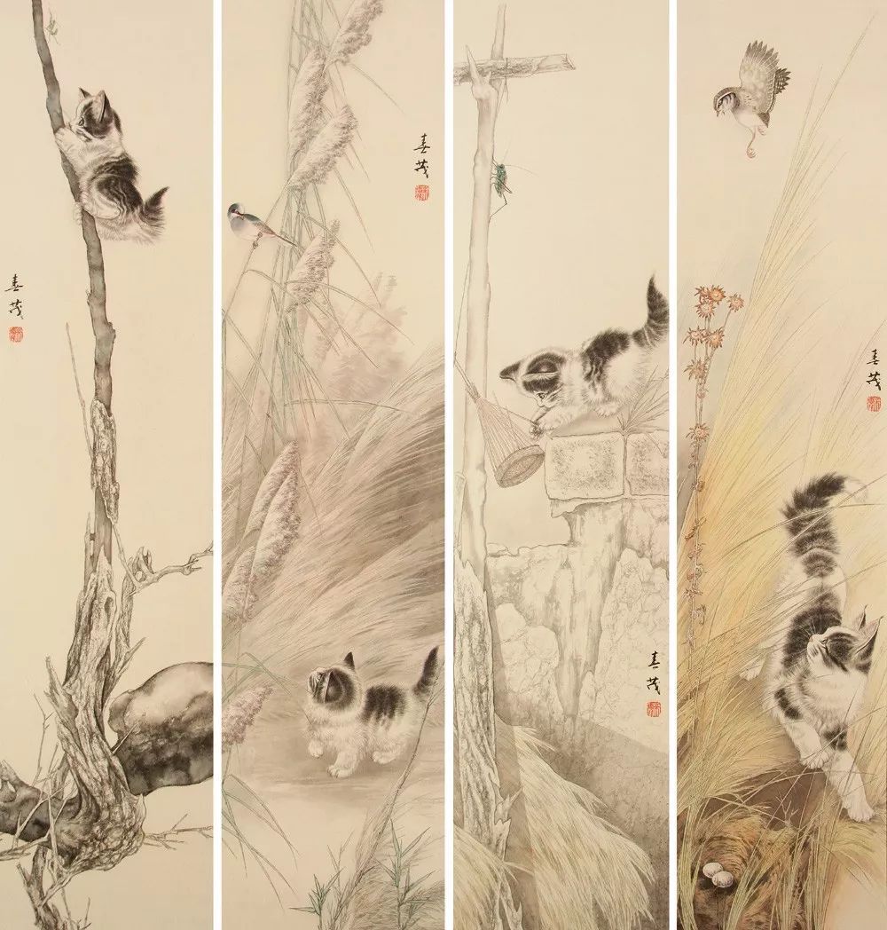 代表作品@米春茂笔下的猫,趣萌可爱,稚气童真