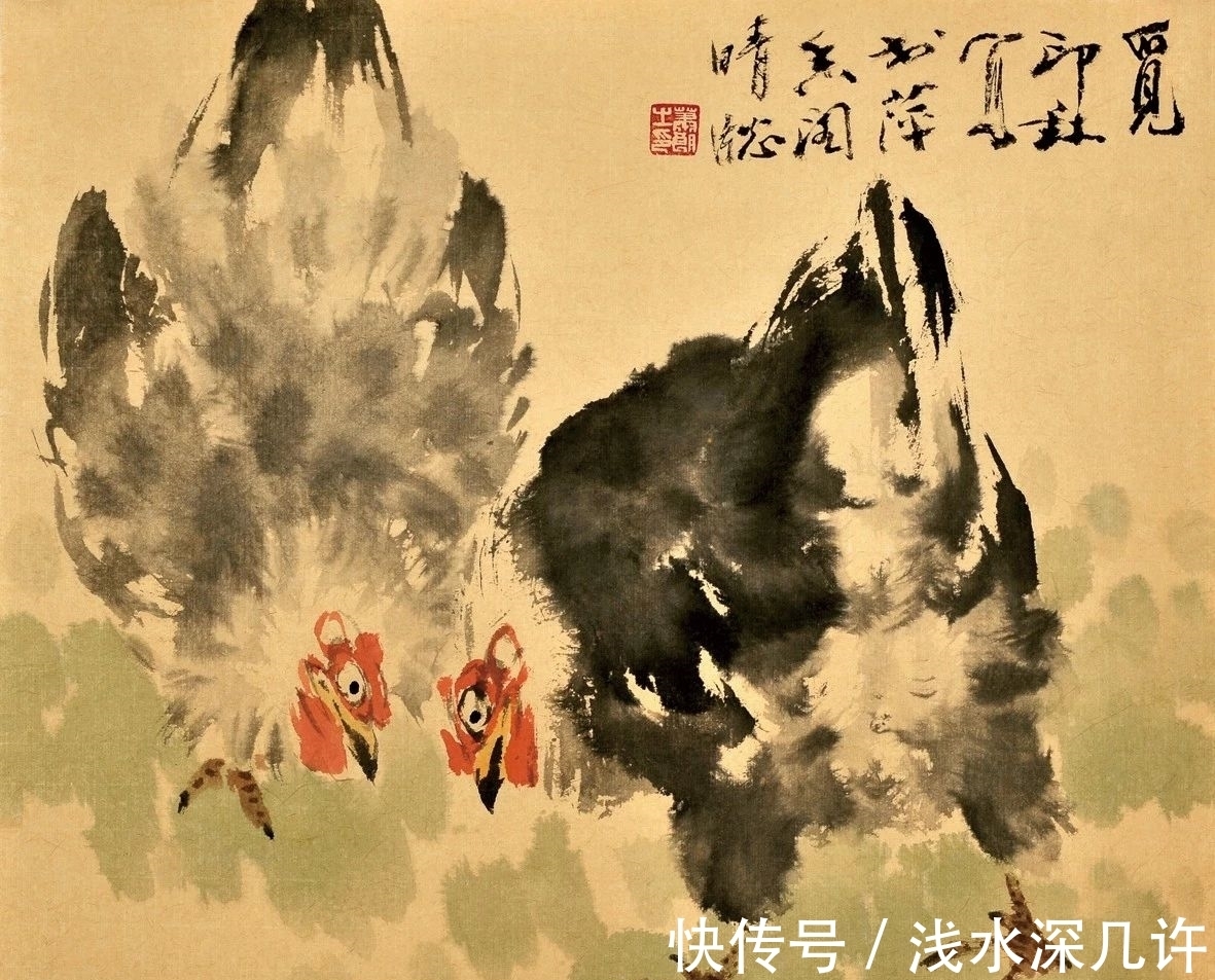 萧朗$「津门网」他笔下的鸡与众不同,以小写意为主更加耐人寻味