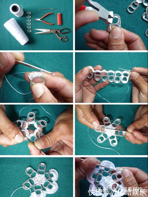 在易拉罐拉环上编织，钩成的包包耐看耐用！DIY变废为宝附教程