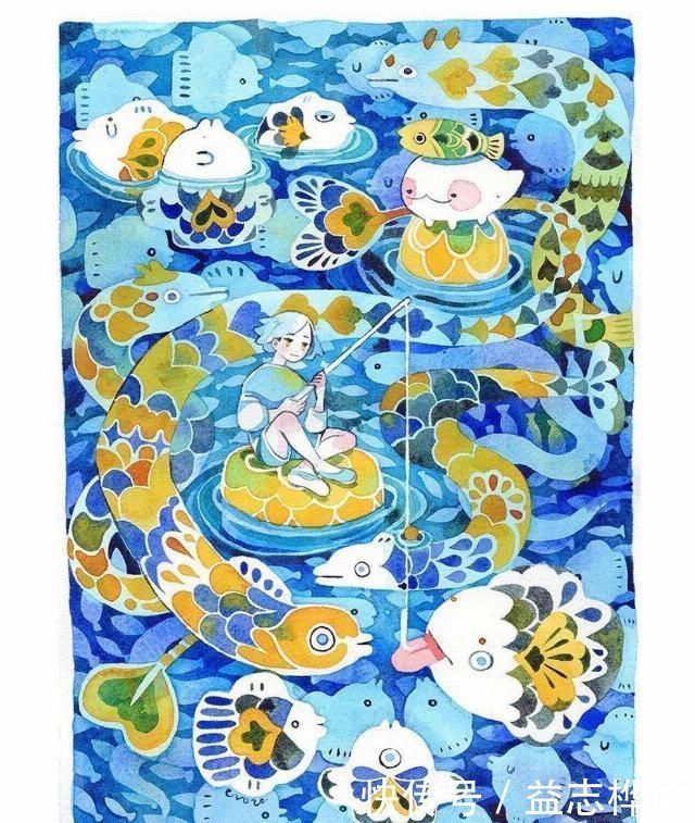 插画$哇马克笔画出水彩般效果,装饰感太强了,简单又漂亮,收藏