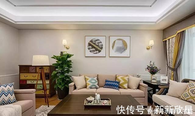 电视墙|小夫妻爆改130㎡婚房，头一次L型的大衣柜，真的很大气