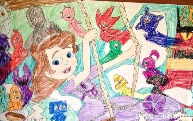 安娜公主|九岁男童笔下的迪士尼公主,艾莎和安娜被丑化,爱丽丝公主最相似