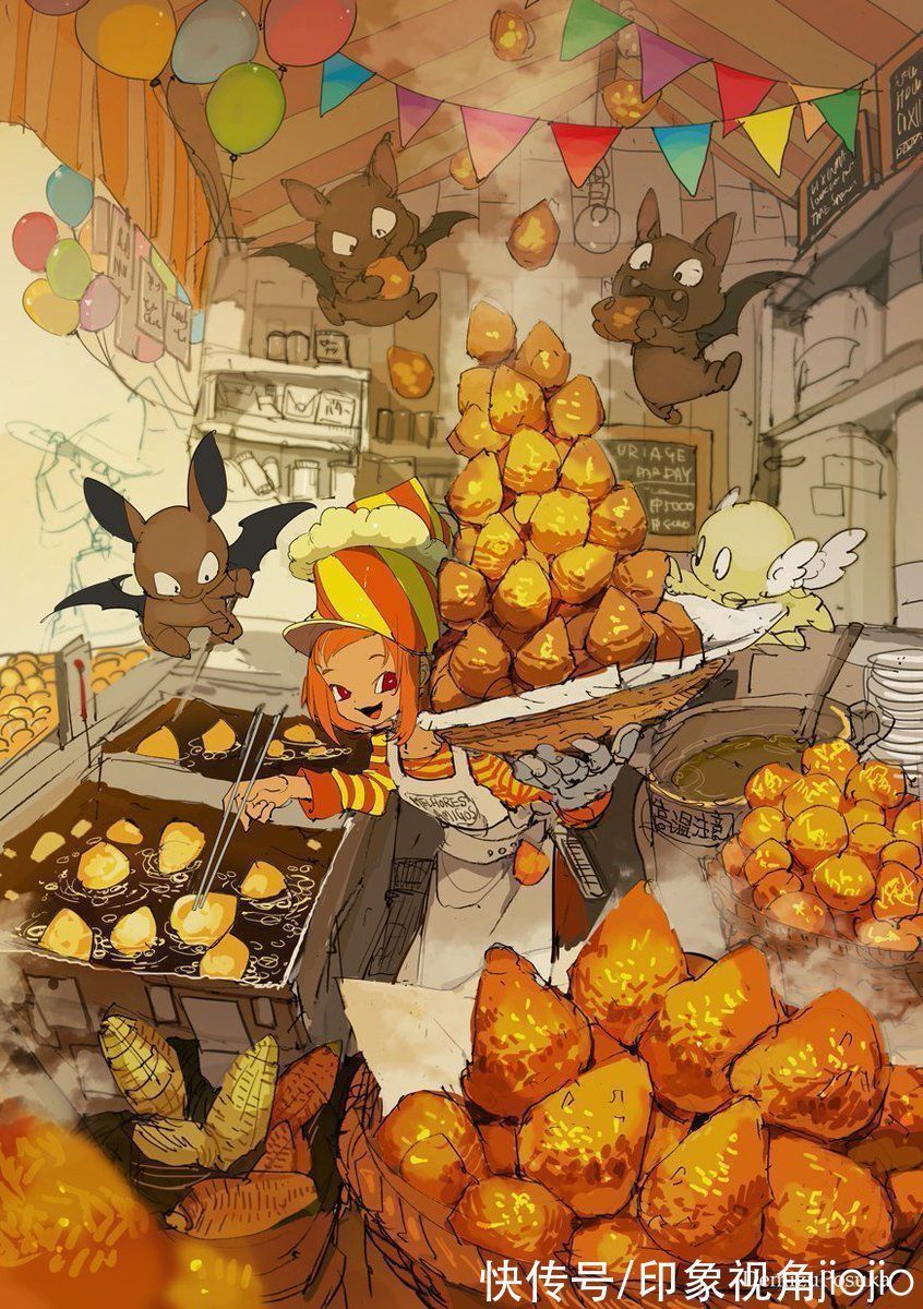 构图@幻想异世界插画作品,鱼眼镜头视角的构图方式很奇妙