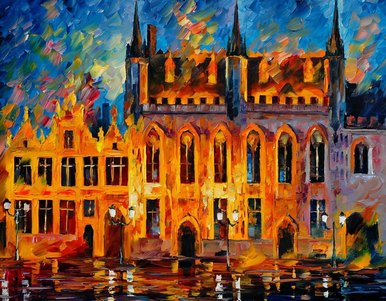 leonidafremov&现代印象以色列画家leonid afremov调色刀创作的缤纷炫丽油画