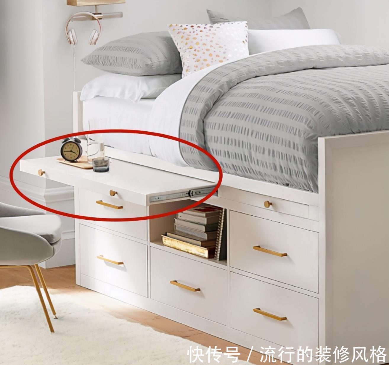 床头柜|床头柜真心没必要放,换成抽拉板作用性更强,卧室再小也能装!