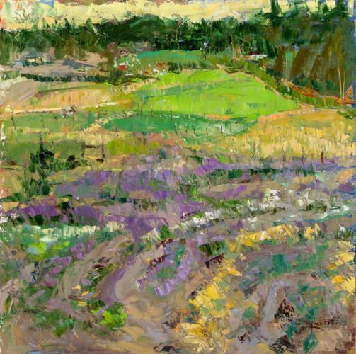 塔尔萨大学&窗外的景色 浓郁的色彩，戴安娜·恩斯沃思的风景油画