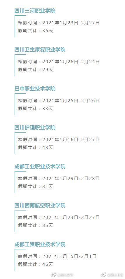 公布|四川高校寒假时间公布 最长51天！