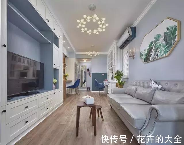 灰蓝色|70平米小户型，全屋简洁清爽又雅致，到处都打满了柜子，储物超强