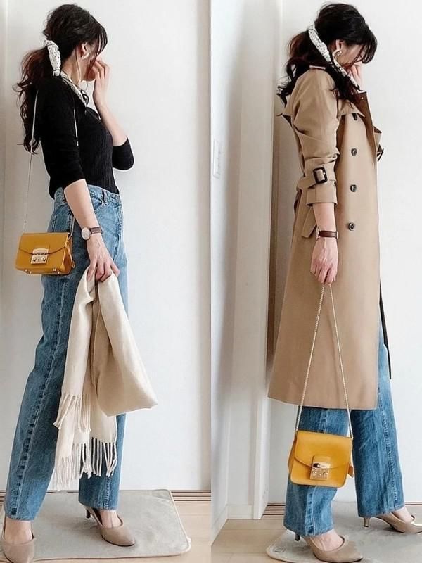 卡其色风衣的N种搭配，矮个子日本博主私服示范，提升衣品很简单