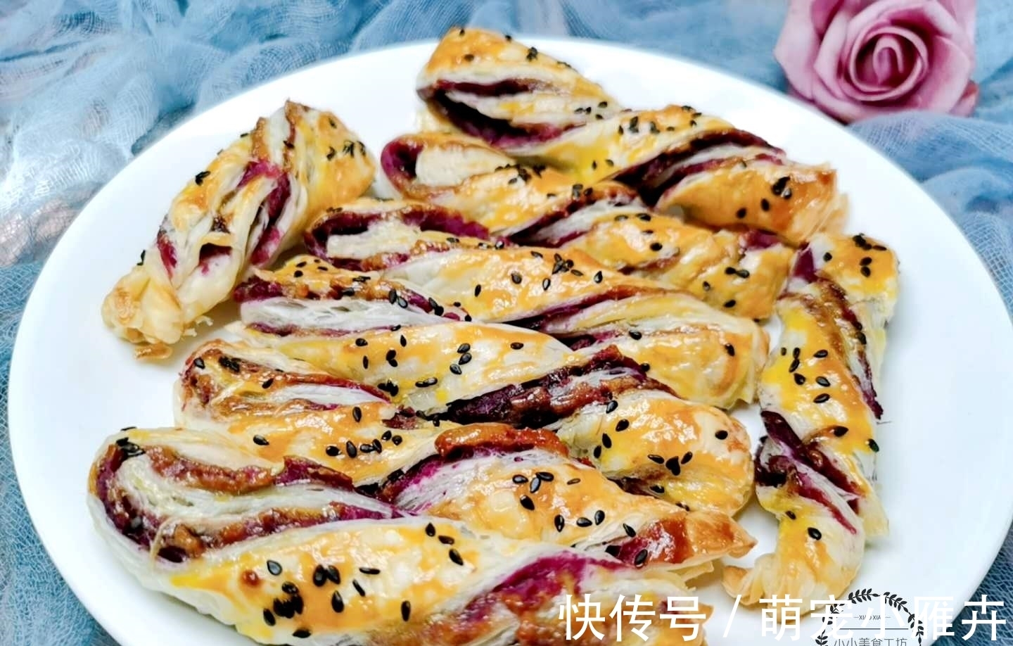 2个紫薯2张手抓饼,教你做美味紫薯卷,无水无油,香甜酥脆真好吃