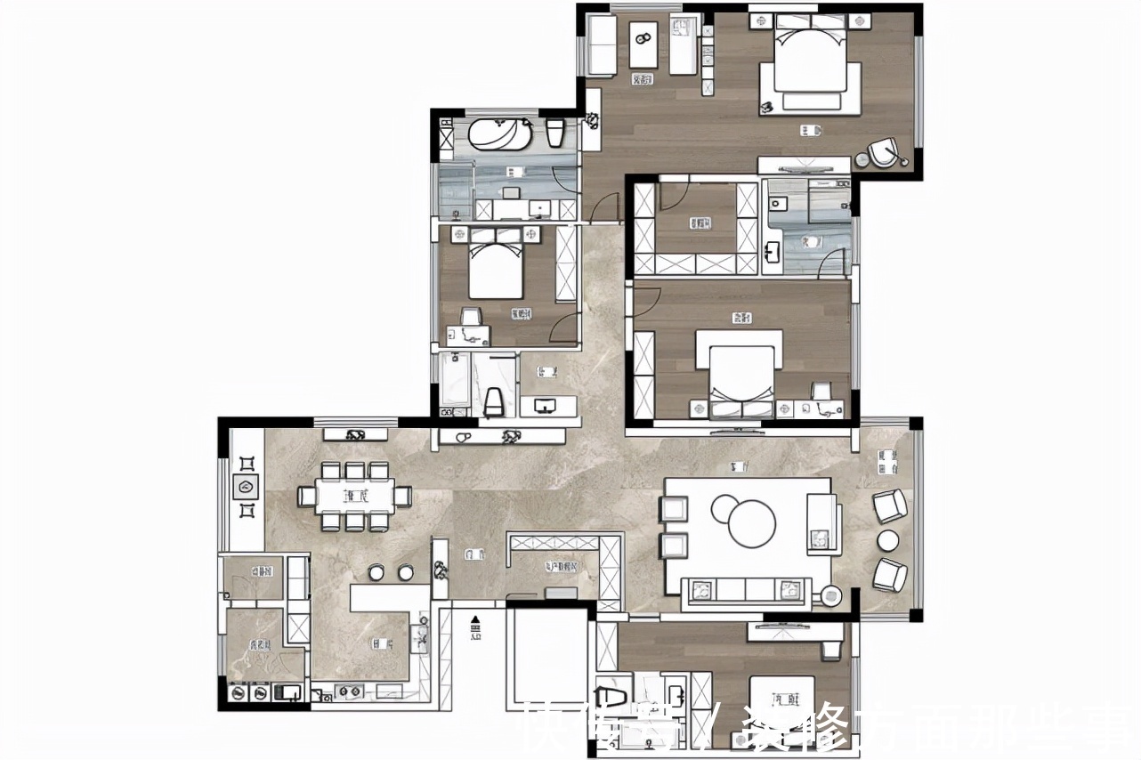 玄关|124三居室蓝灰配穿插原木色+灰,空间便显得典雅浪漫