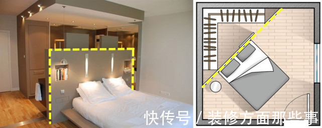 床头|90㎡床头紧靠半墙背景墙,将卧室一分为二,功能翻倍
