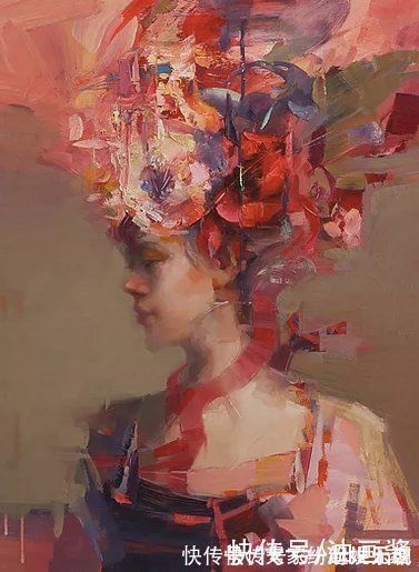 油画作品!他用刮刀和细腻的笔触,画出冲突感极强的女孩,比插画好看一万倍