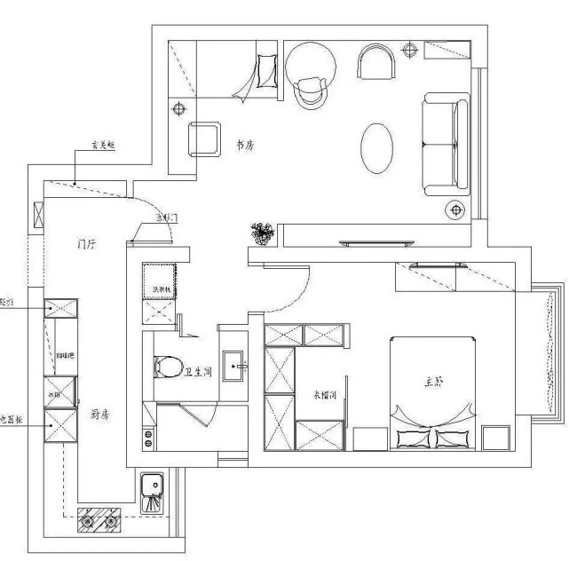 收纳|50平简约风公寓设计,玄关大面积的留白进门没有局促压抑感