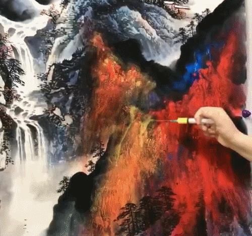  模仿|女画家模仿邵岩，用针管作画，网友吐槽：看那手法