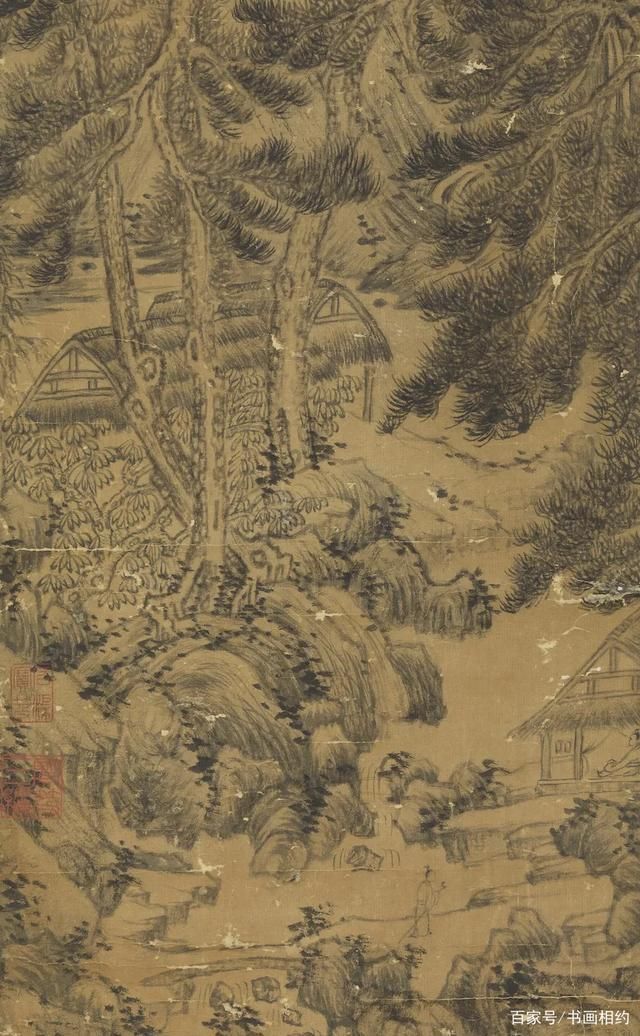 郁茂$元代画家王蒙《山中归隐图》，画面于稠密中见灵通，虚实相生