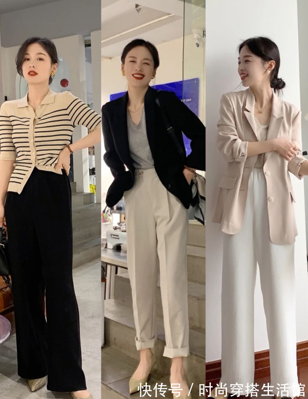 阔腿裤|讲真的,小个子女生记住这3个诀窍,时髦又显高