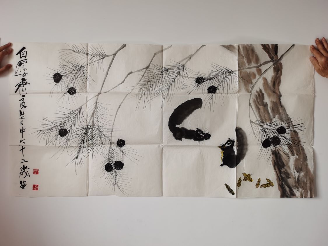 招财进宝#齐白石再传弟子-少白公子汤发周分享:自藏师父齐白石小女-齐良芷的最新横轴书画作品