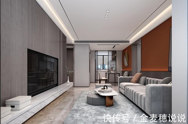 客餐厅|97㎡现代风格三居室，去繁就简，现代时尚中融入轻奢格调！