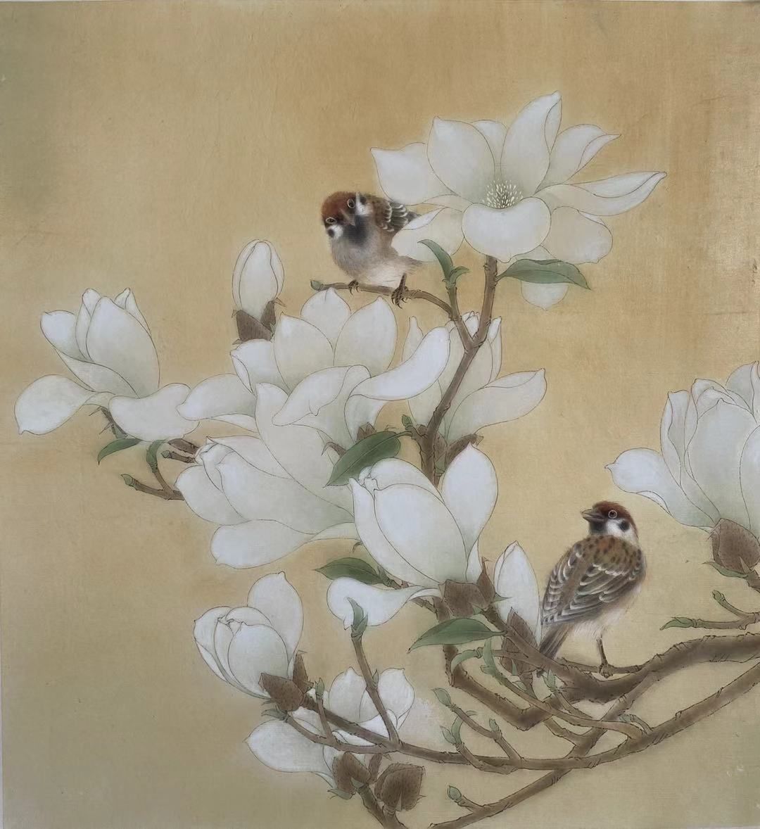 花鸟画|十年,这位上海画家画了100幅花鸟图,与花博会的鸟语花香交相辉映