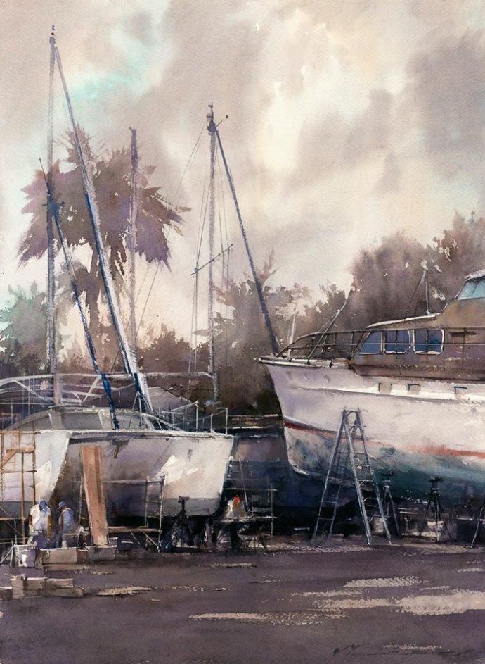 弗拉迪斯拉夫!印象水彩/美国当代艺术家弗拉迪斯拉夫水彩作品