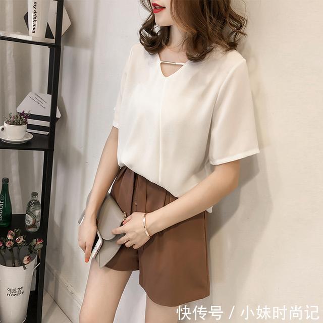 v领|女生夏季穿短裤套装更显清纯可爱