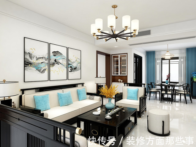 中式|135平中式四居室，续又错落有致，新潮又有韵味，恰到好处