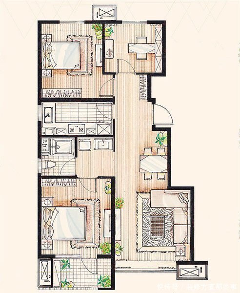 开阔性|120平做二居室客厅居然敢用姜黄色、草绿色家具,但是还挺好看