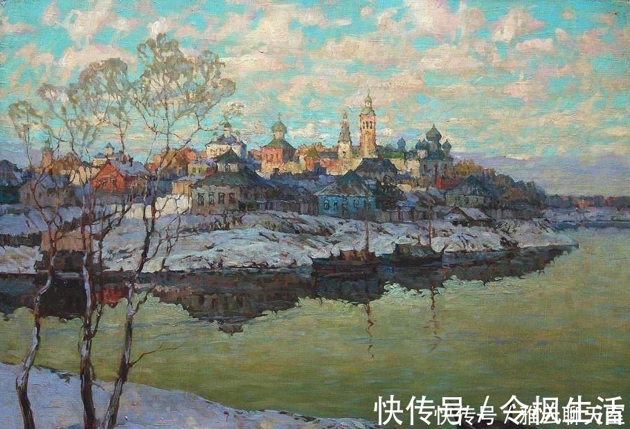 油画$俄罗斯印象派画家，康斯坦丁诺维奇加勒巴多夫，油画作品欣赏