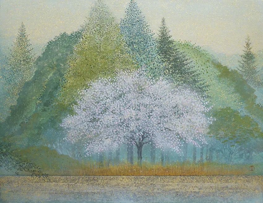 画家#这位日本画家的画有一种静谧的精致感,唤起一种沉思、空灵的感觉