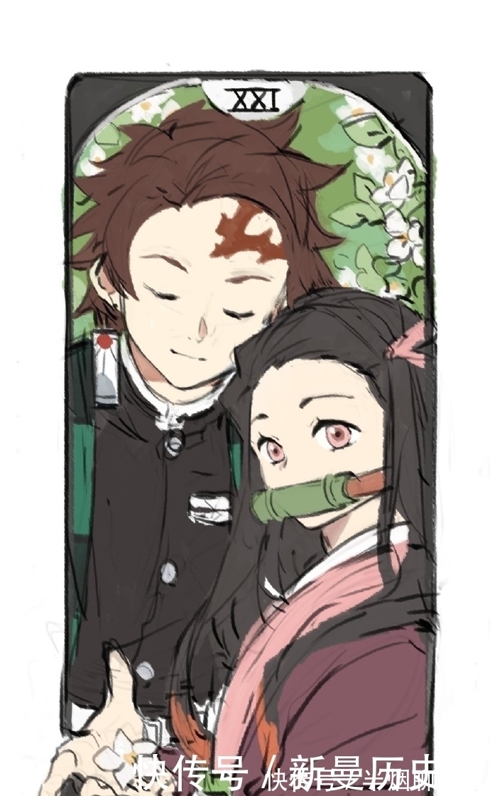 童磨|画师绘制鬼灭之刃塔罗牌，灶门兄妹结局已定，最契合的是继国双子