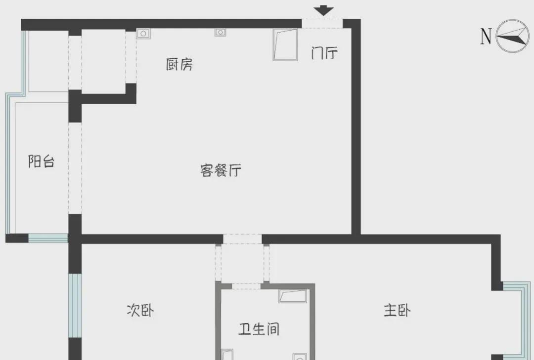 书房|62㎡小两房改造设计，1（书房）+1（衣帽间）=1（间），什么操作