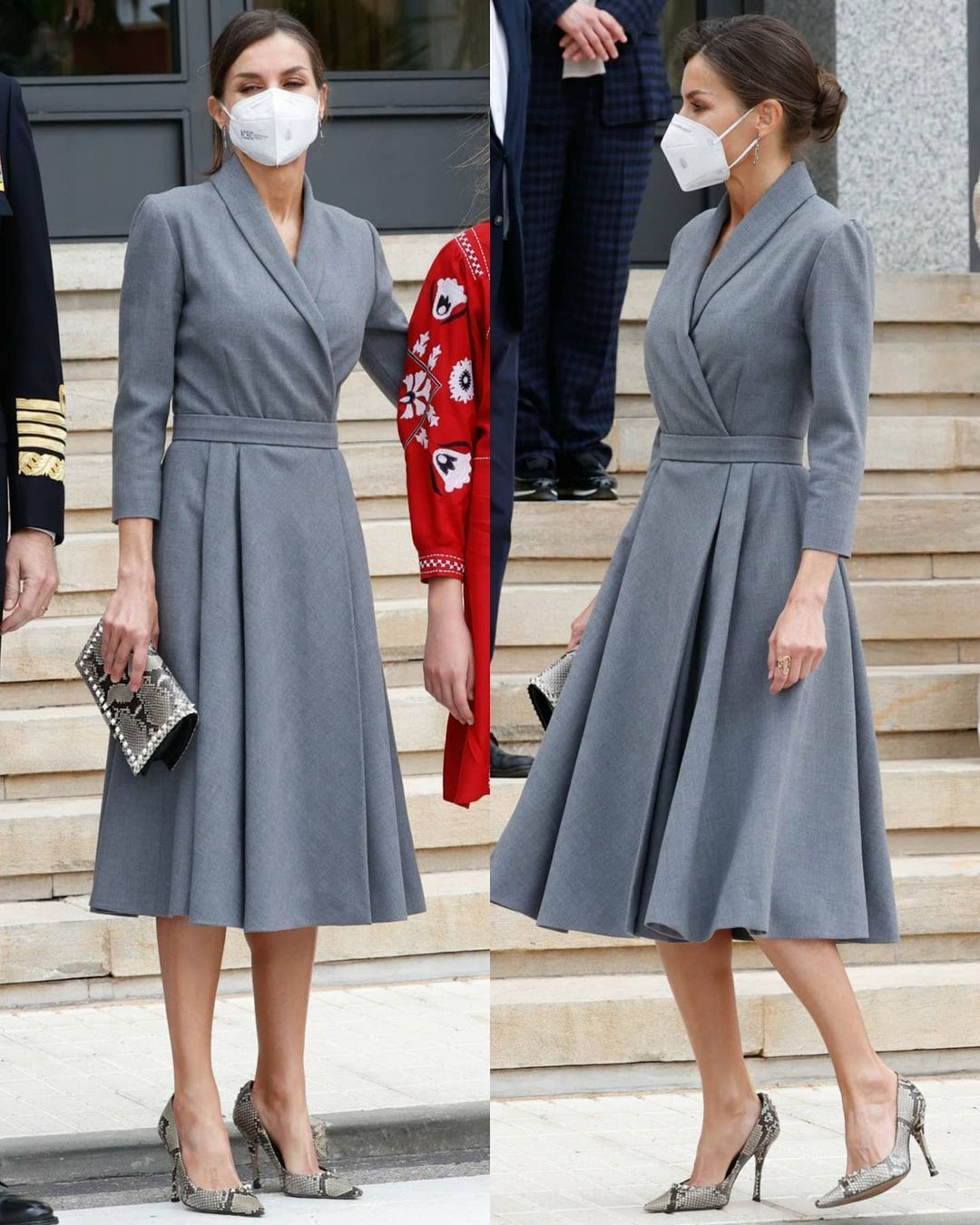 西班牙一家合体，小公主长胖萝卜腿上大块疤抢镜，穿红裙美过姐姐