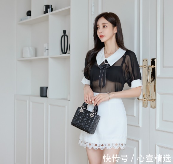 搭配|女神孙允珠高清时尚搭配:墨雅秋寒絮黑微透甜美小洋裙