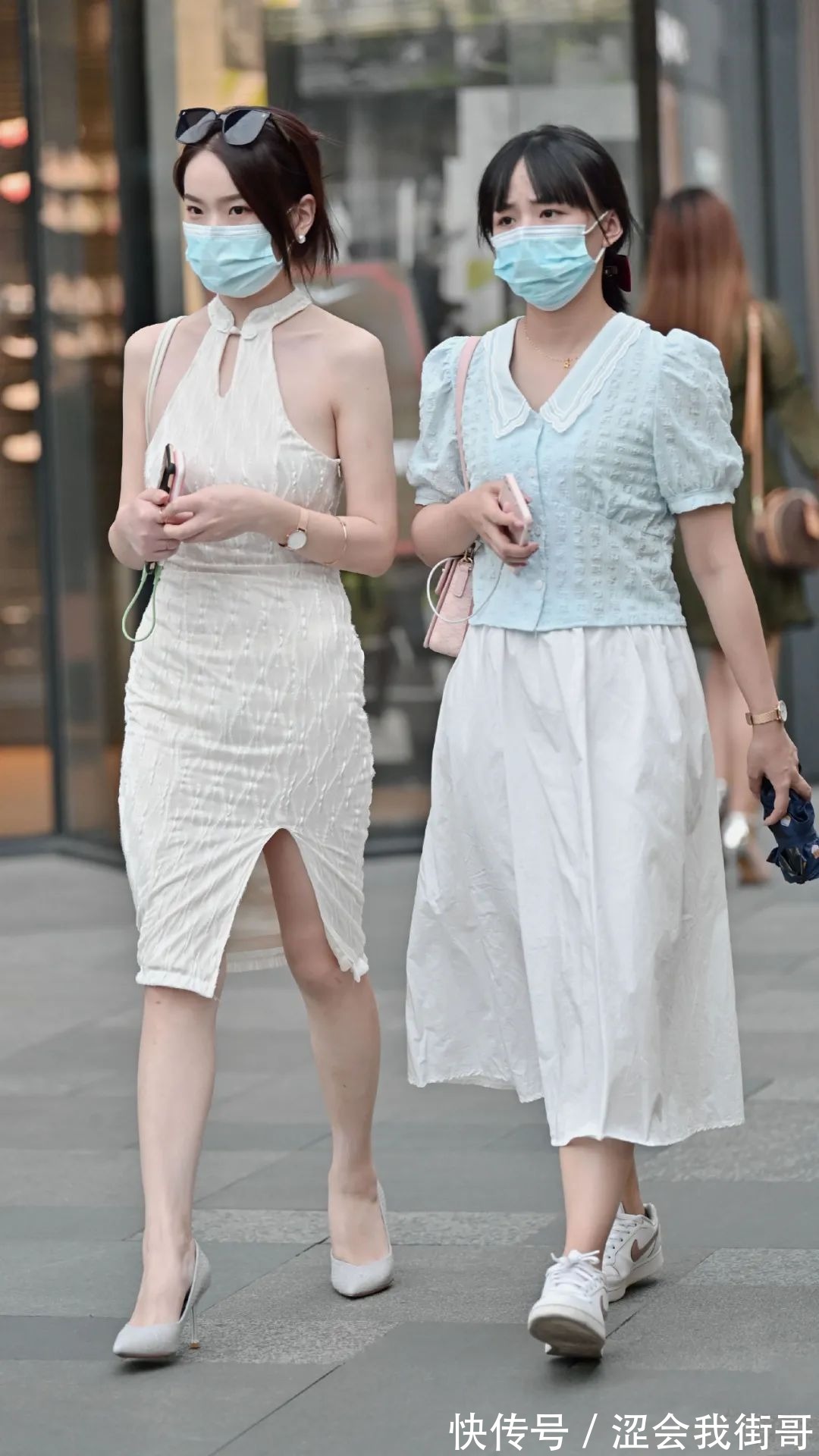美女 街拍美女:穿白衣的时尚女生