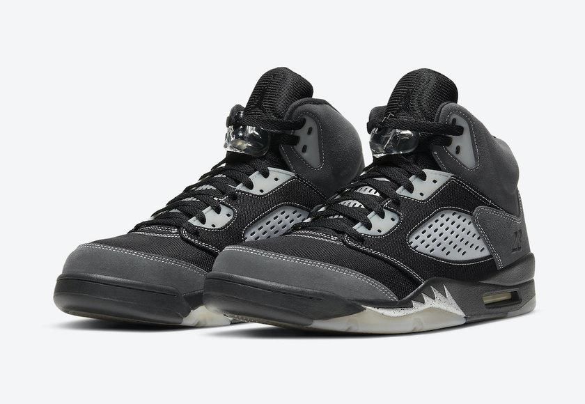 有点 OW 联名味道！“无烟煤” Air Jordan 5 官图释出，2 月来袭！