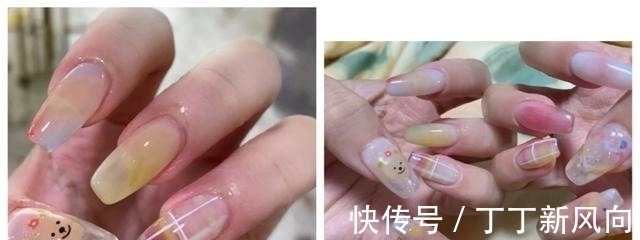 水钻|夏日漫画感透色美甲,色彩搭配很清爽,谁见谁不爱呢!