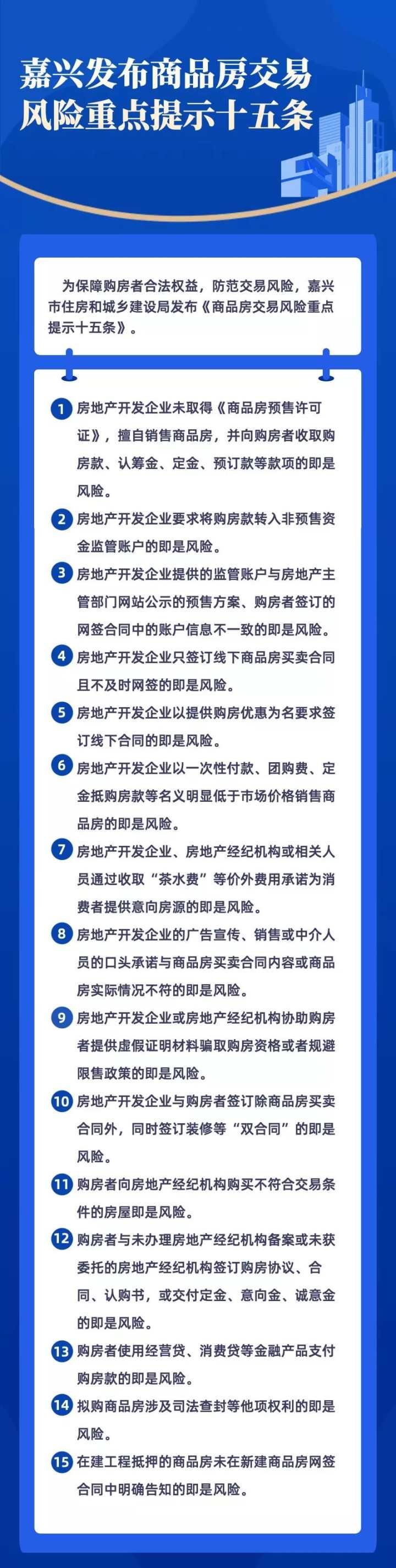 购房者|涉及新房交易、茶水费！嘉兴发布15条购房风险重点提示