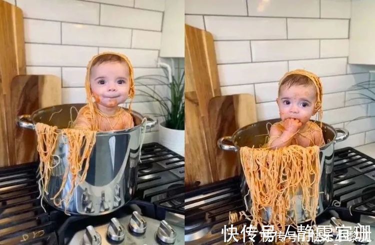 酱料|妈妈将6个月孩子放进锅里,用意面和酱料拌了,被斥:不负责任
