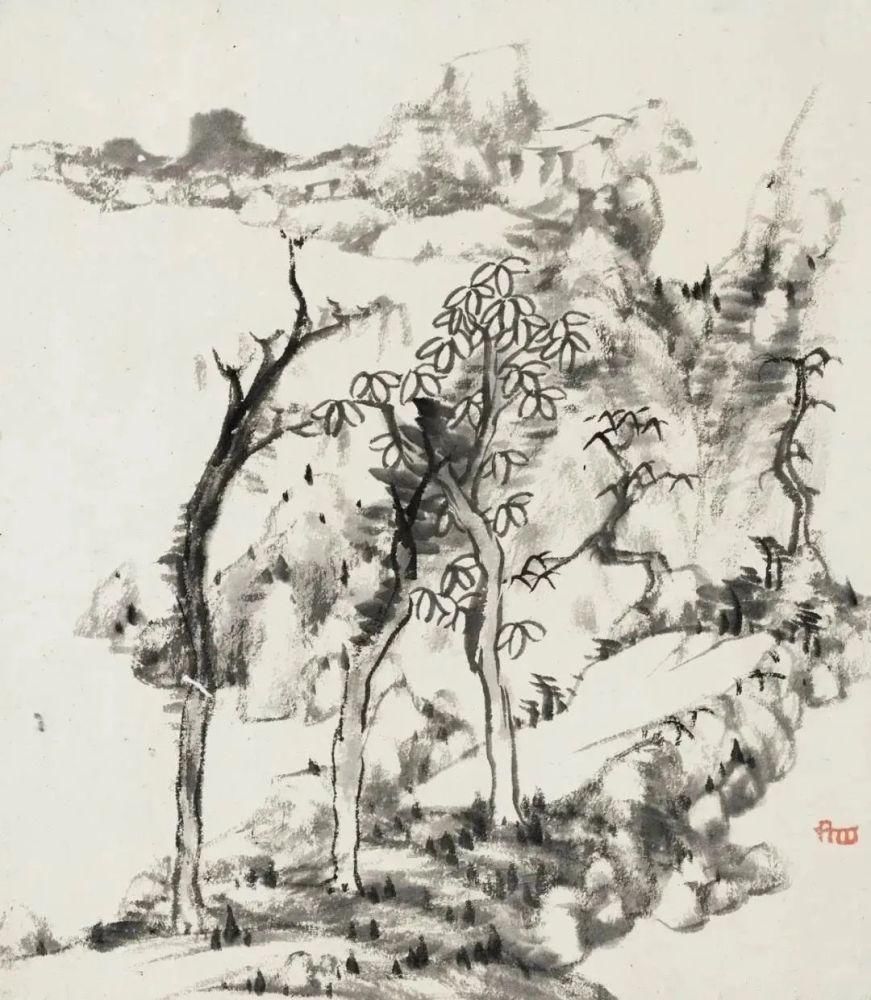 董其昌|这套册页当不仅仅有山水也有花鸟,就是没有的是大红大绿的色彩