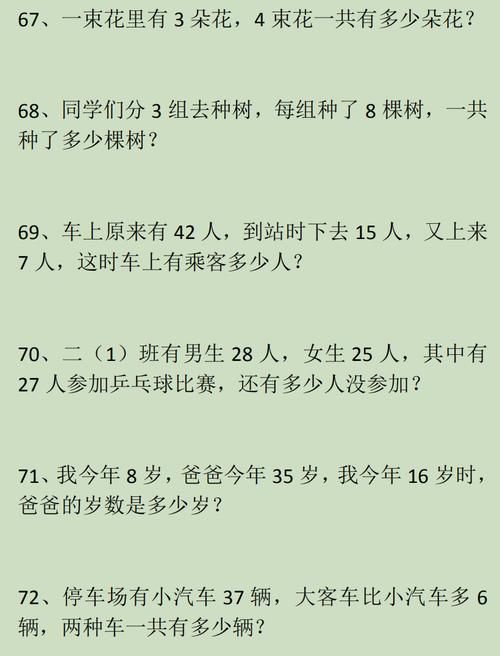 集锦|小学二年级数学上册应用题与思维训练集锦500题，收藏好