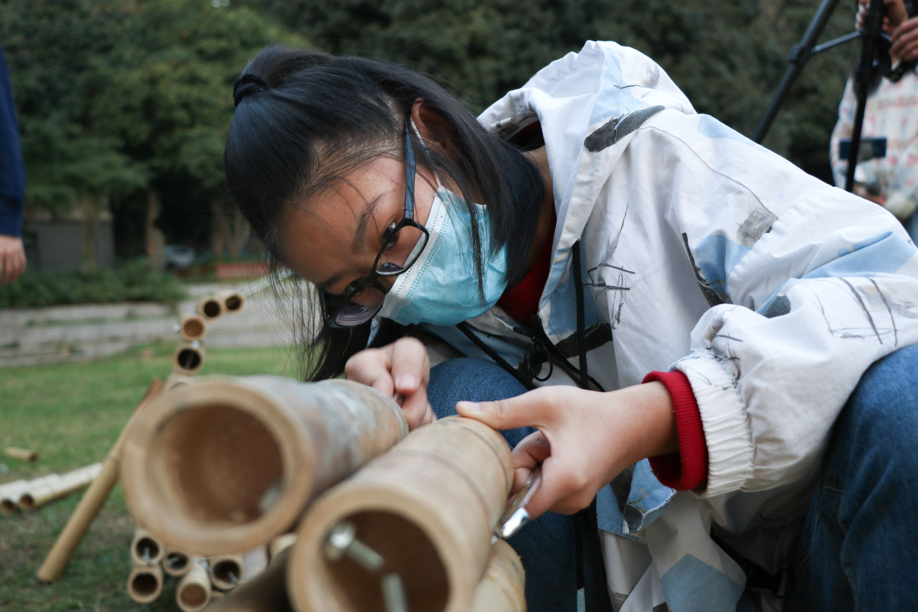  课程|用竹子搭建现代艺术品，华中农业大学布置创意作业